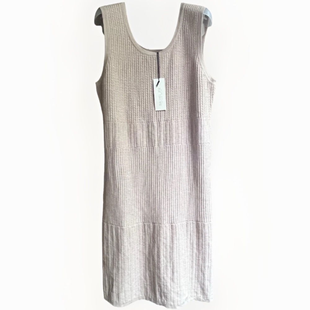 NWT Rachel Zoe Women Sleeveless Pointelle Sweater Knit Sheath Dress Size M Beige